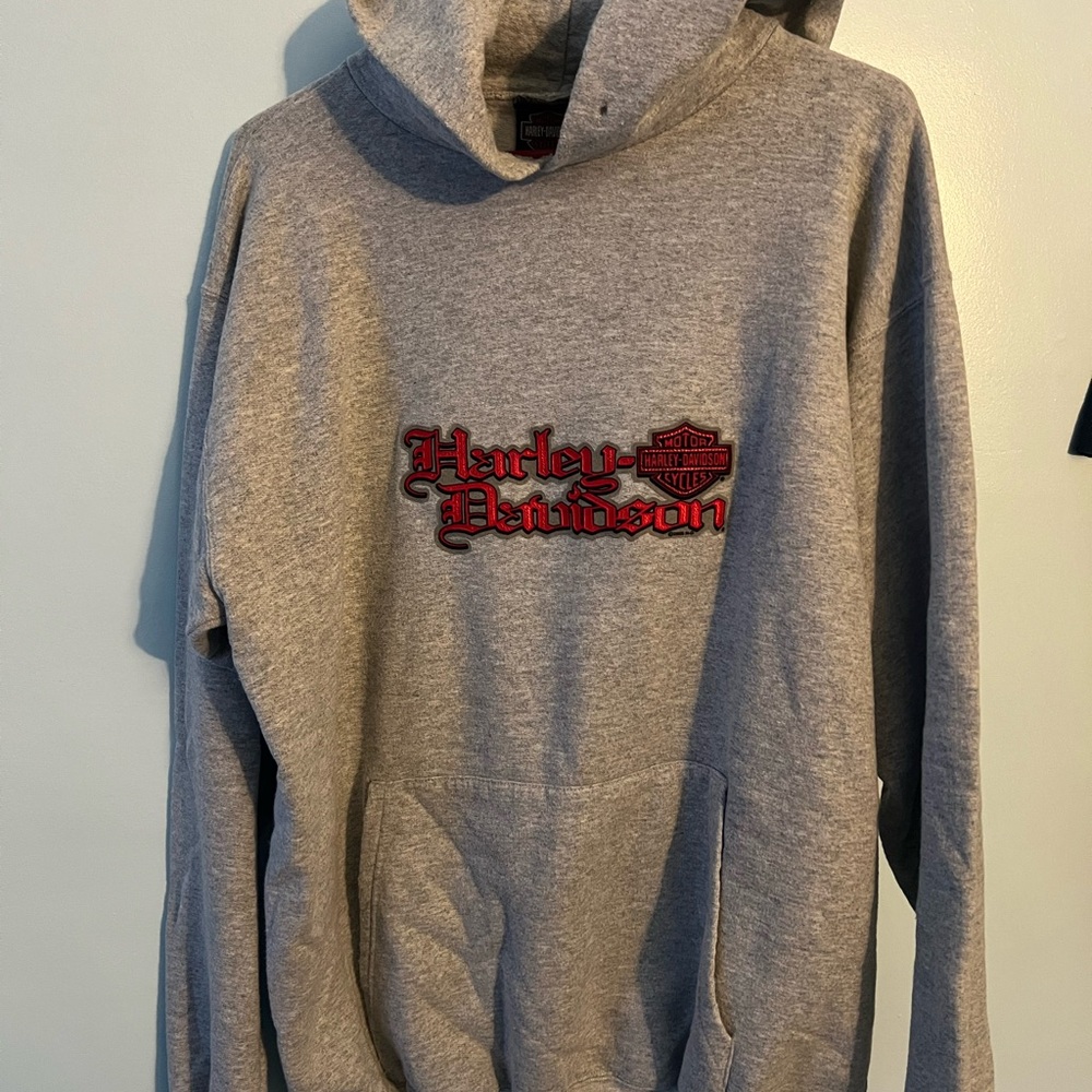 Harley-Davidson Gray Hoodie with Red Logo